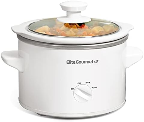 Elite Gourmet MST-250XW Electric Slow Cooker Ceramic Pot Adjustable Temp, Entrees, Sauces