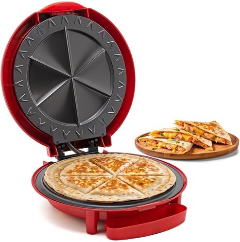 Elite Gourmet EQD-118 Electric Non-Stick 11" Quesadilla Maker, Easy-Slice 6-Wedge