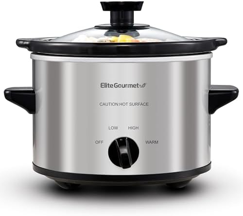 Elite Gourmet MST-250XS Electric Slow Cooker Ceramic Pot, Adjustable Temp, Entrees, Sauces