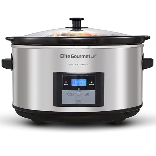 Elite Gourmet MST-900D 8.5Qt Digital Programmable XL Jumbo Slow Cooker, Adjustable Temp