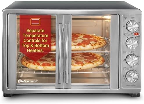 Elite Gourmet ETO-4510M French Door 47.5Qt, 18-Slice Convection Oven 4-Control Knobs