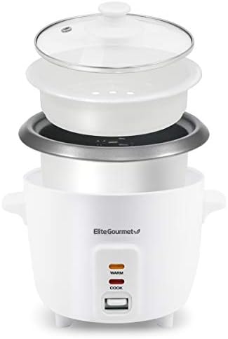 Elite Gourmet Electric Rice Cooker with Steam Tray and Non-Stick Inner Pot Makes Soups, Stews