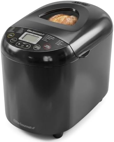 Elite Gourmet Programmable Bread Maker, 2 lb Loaf, 3 Sizes, 19 Presets incl. Gluten-Free