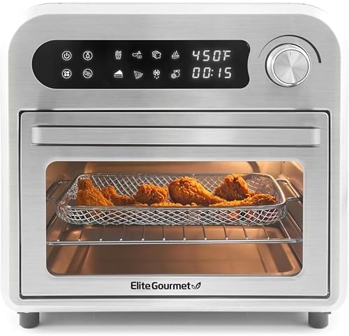 Elite Gourmet EAF1010D Programmable 10L Air Fryer Convection Countertop Oven, 8 Menu Settings