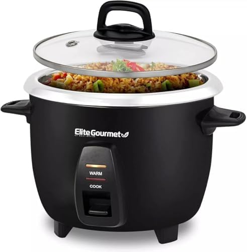 Elite Gourmet ERC2010B Electric Rice Cooker with Stainless Steel Inner Pot Makes Soups, Stews