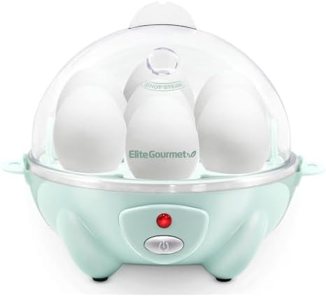 Elite Gourmet Easy Electric 7 Egg Capacity Soft, Medium, Hard-Boiled Cooker Poacher, Scrambled