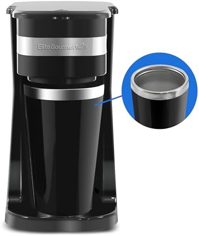 Elite Gourmet EHC111A Personal Single-Serve Compact Coffee Maker Brewer Includes 14Oz. Stainles