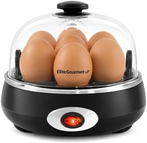 Elite Gourmet EGC007CHC# Rapid Egg Cooker, 7 Easy-To-Peel, Hard, Medium, Soft Boiled Eggs