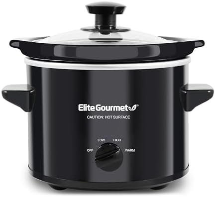 Elite Gourmet MST239X Electric Round Slow Cooker, Adjustable Temp, Entrees, Sauces