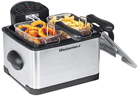 Elite Gourmet EDF-401T# Electric Immersion Deep Fryer 3-Baskets, 1700-Watt