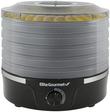 Elite Gourmet EFD319DKG Food Dehydrator, 5 BPA-Free 11.4" Trays Adjustable Temperature Controls