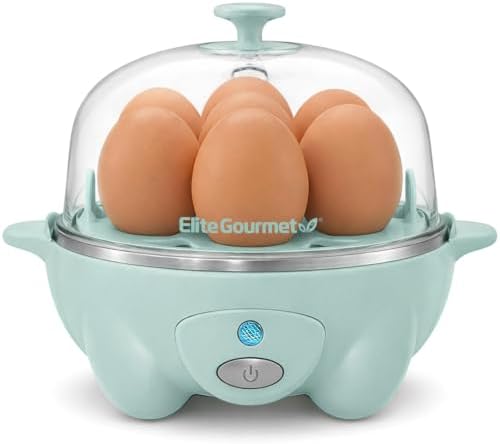Elite Gourmet Easy Electric 7 Egg Capacity Soft, Medium, Hard-Boiled Cooker Poacher, Scrambled