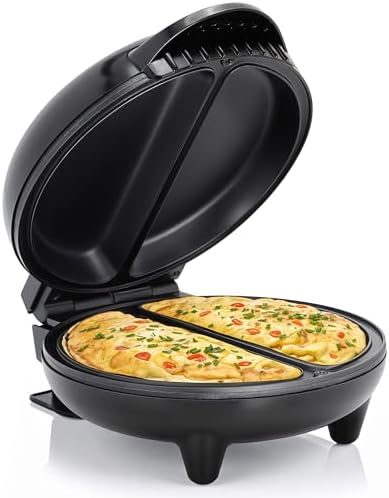 Elite Gourmet EOM205 Non-Stick Omelet Frittata Snack Pocket Maker for 2 Individual 6.5" Omelets