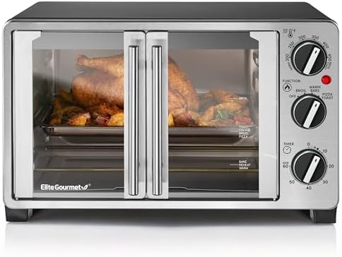 Elite Gourmet ETO2530M Double French Door Countertop Toaster Oven, Bake, Broil, Toast