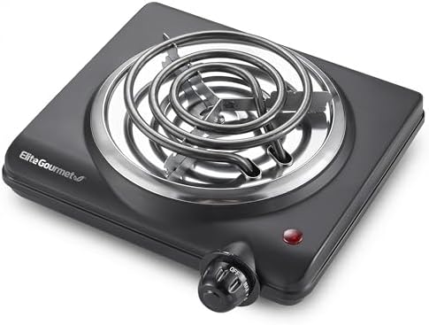 Elite Gourmet ESB100B Countertop Single Coiled Burner Electric Hot Plate, Temperature Control