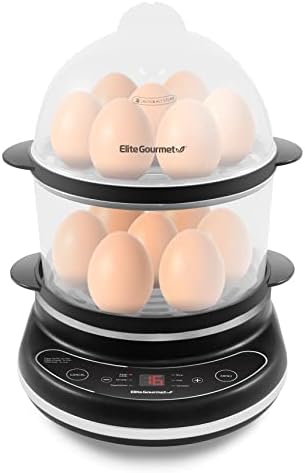 Elite Gourmet EGC314CB Digital Easy Egg Cooker Food Steamer, Poacher, Omelet, Soft, Medium