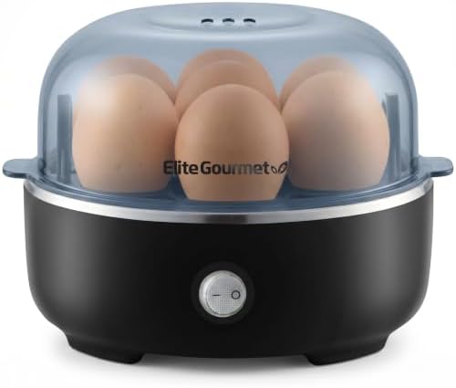 Elite Gourmet EGC115B Easy Egg Cooker Electric 7-Egg Capacity, Soft, Medium