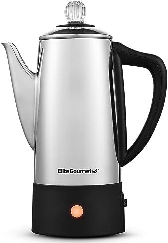 Elite Gourmet 6-Cup Electric Coffee Percolator – Stainless Steel, Fast Brewing