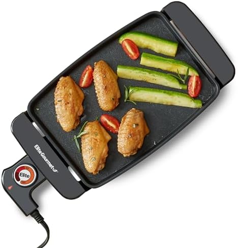 Elite Gourmet EGR8152 Electric 9.75" x 7" Cooking Surface, Personal Compact Griddle