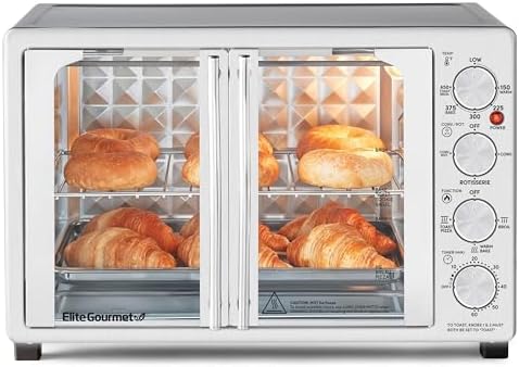 Elite Gourmet ETO4524 45L Countertop Convection Toaster Oven, French Doors