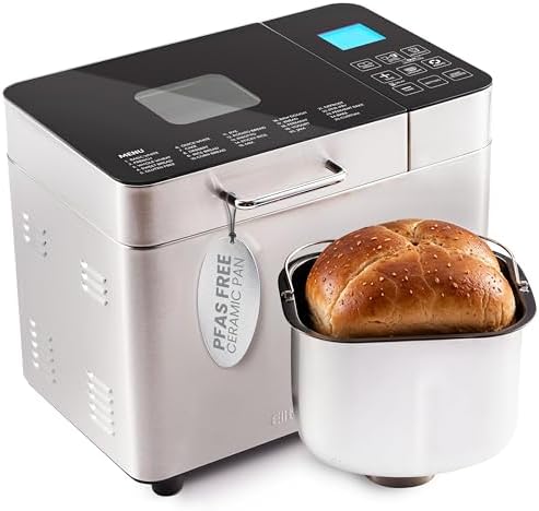 Elite Gourmet Programmable 2-Lb Bread Maker, PFAS Free Ceramic Ceralast™ Pan