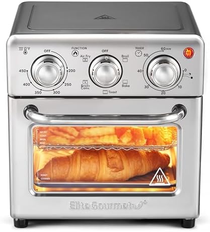Elite Gourmet Compact 8.5Qt Air Fryer Oven – Mini Countertop Air Fryer with Adjustable Time & T