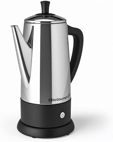 Elite Gourmet 12-Cup Electric Coffee Percolator, Dishwasher Safe Stainless-Steel Filter