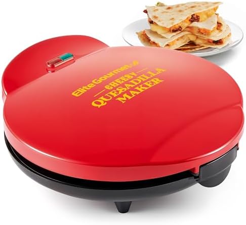Elite Gourmet 10.65" Cheesy Quesadilla Maker, 2-Position Locking Latch For Extra Stuffing