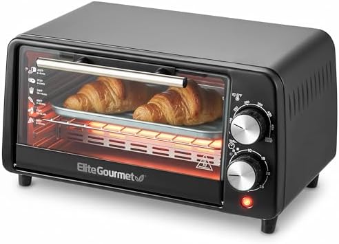 Elite Gourmet ETO449 Countertop Toaster Oven, 9.5Qt / 4-Slice Capacity, Fits 8'' Pizza